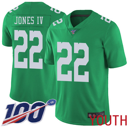 Youth Philadelphia Eagles #22 Sidney Jones Limited Green Rush Vapor Untouchable NFL Jersey 100th Season->youth nfl jersey->Youth Jersey